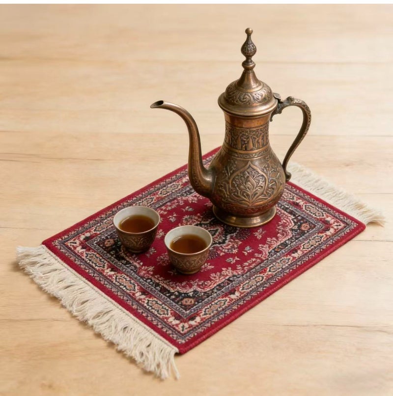 Field Coffee Mat &mouse mat  Coffee Cup Mat Coffee Mug MatTable Mat Mouse Pad Rubber Rectangle 23x18x0.5 cm Red - Image 4